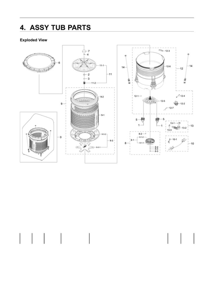 Tub Parts Assembly Diagram and Parts List for WA50R5200AW US-00 Samsung Washer