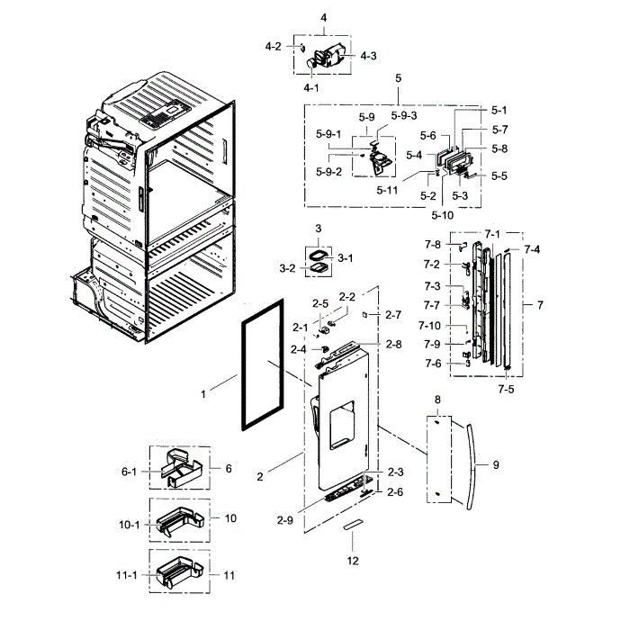 Refrigerator Door L Diagram and Parts List for RF4287HABP XAA-02 Samsung Refrigerator