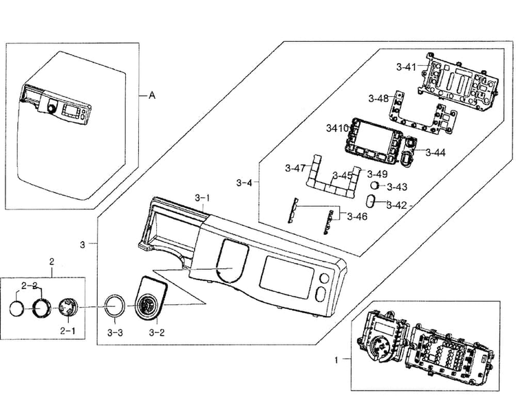 Control Panel Diagram and Parts List for WF331ANR XAA-0004 Samsung Washer