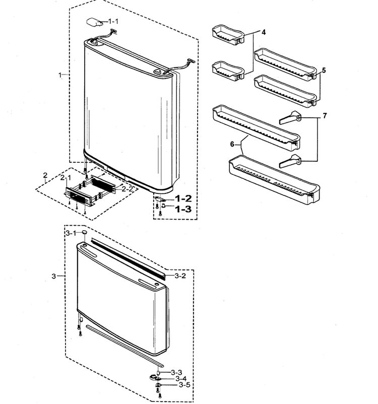 Doors Assy Diagram and Parts List for RB215ZABB XAA Samsung Refrigerator
