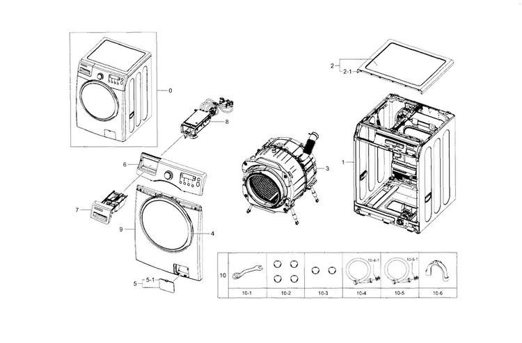 Main Assy Diagram and Parts List for WF330ANB XAA-0007 Samsung Washer
