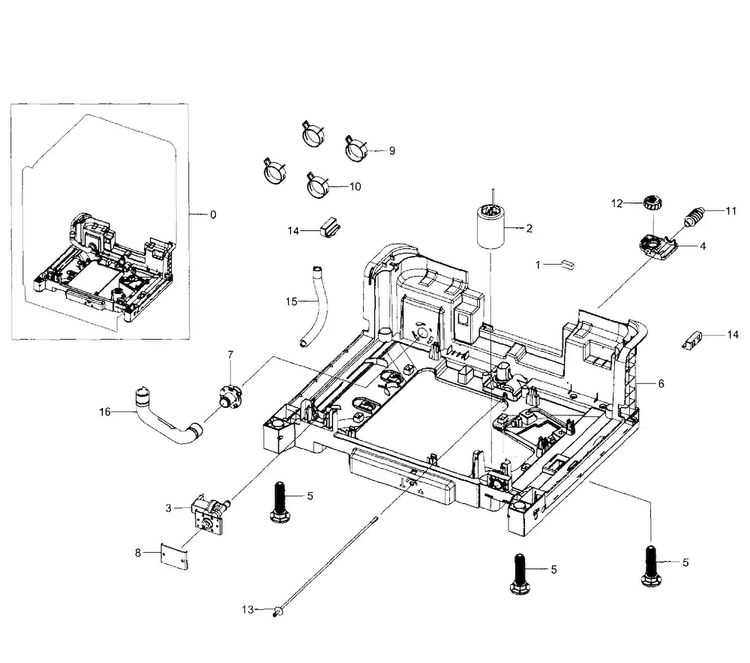 Base Section Diagram and Parts List for DW80H9940US AA-0001 Samsung Dishwasher