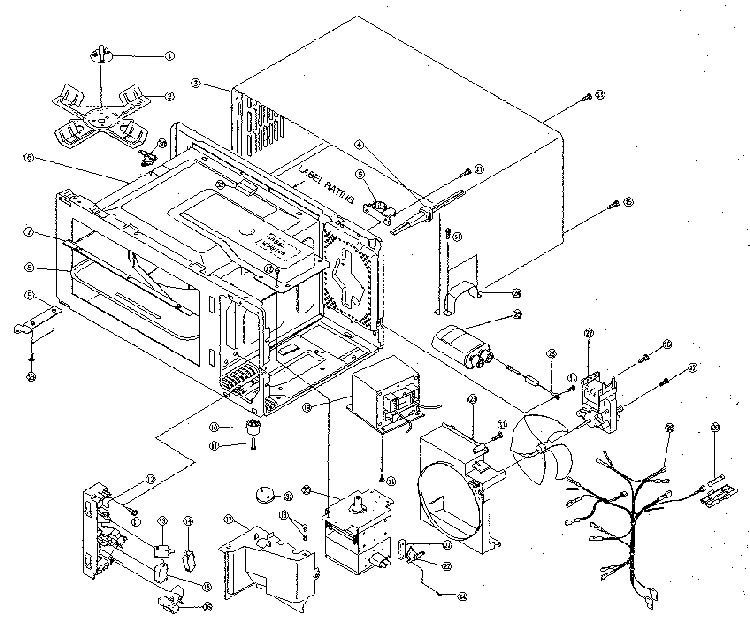 Cavity Diagram and Parts List for 4018901080  Kenmore Microwave