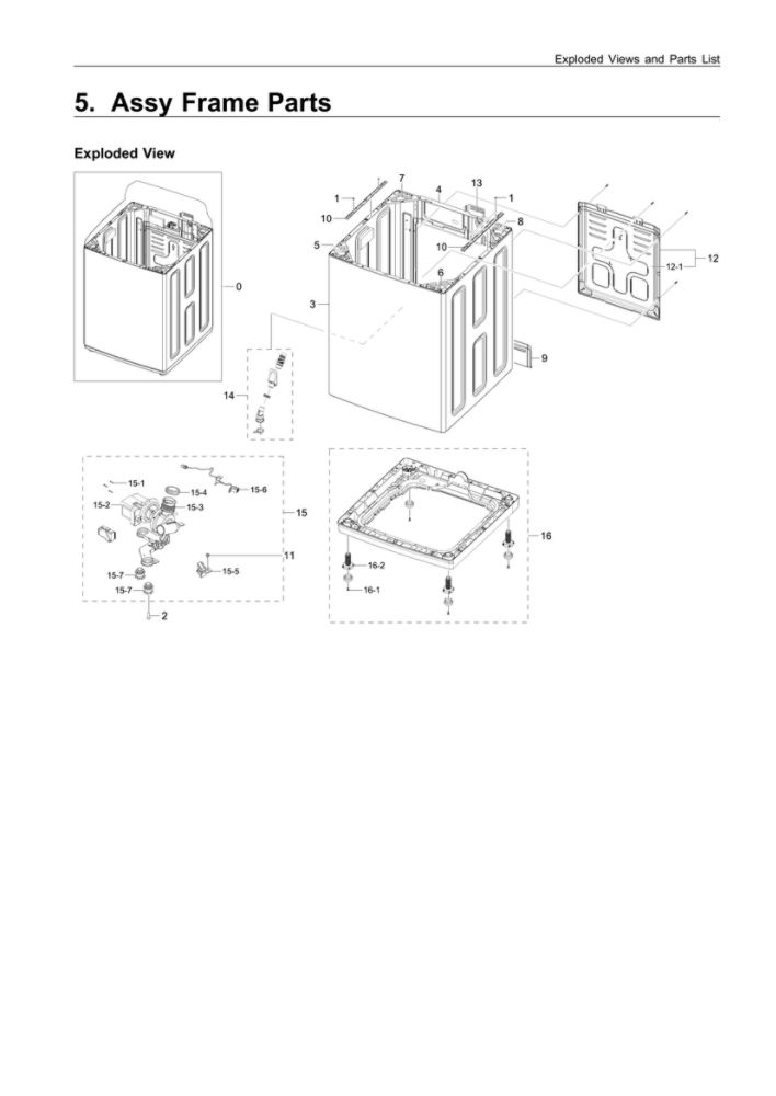 Frame Assembly Diagram and Parts List for WA45M3100AW A4-00 Samsung Washer