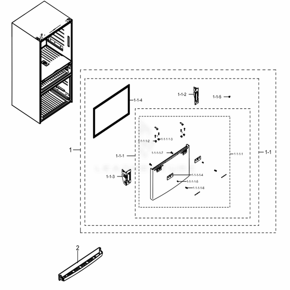 Freezer-Door Diagram and Parts List for RF28JBEDBSG (AA)(0013) Samsung Refrigerator