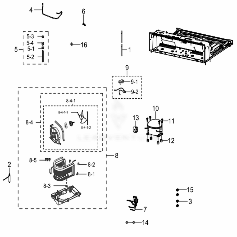 Cycle Diagram and Parts List for RF23J9011SR (AA)(0011) Samsung Refrigerator