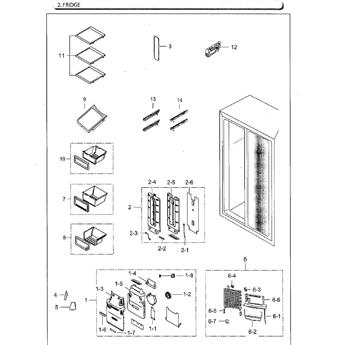 Fridge Diagram and Parts List for RS25H5111BC AA-02 Samsung Refrigerator