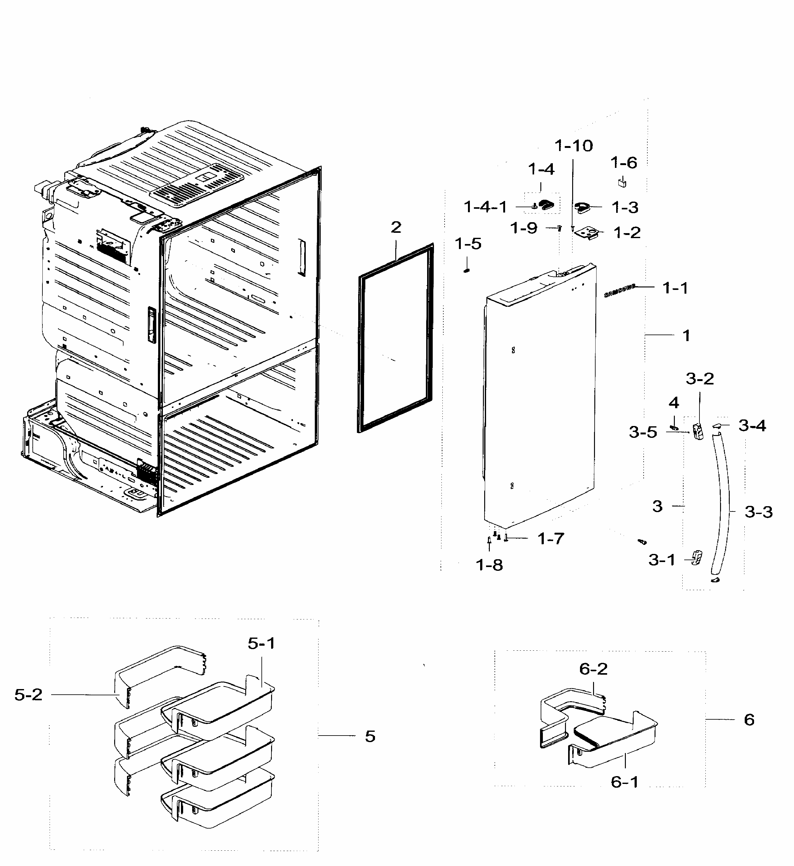Right Door Diagram and Parts List for RF28HFEDTBC AA-0005 Samsung Refrigerator