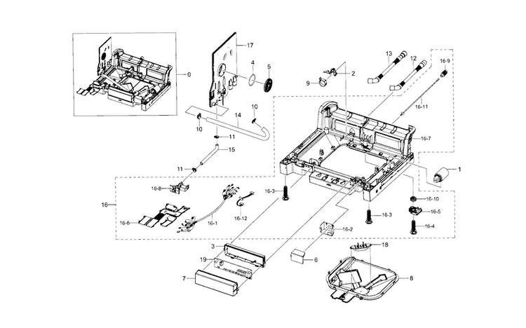 Base Assy Diagram and Parts List for DW80J3020UB AA-0000 Samsung Dishwasher
