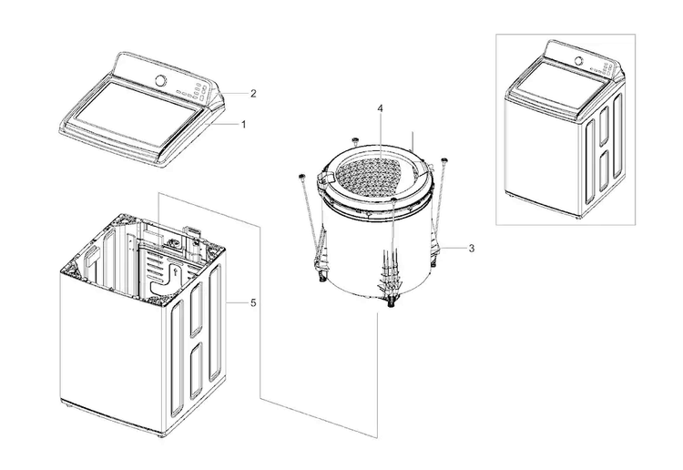 Main Assy Diagram and Parts List for WA456DRHDWR AA-0002 Samsung Washer