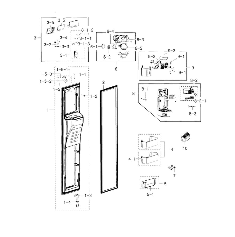 Freezer Door Diagram and Parts List for RH22H9010SR AA-0000 Samsung Refrigerator
