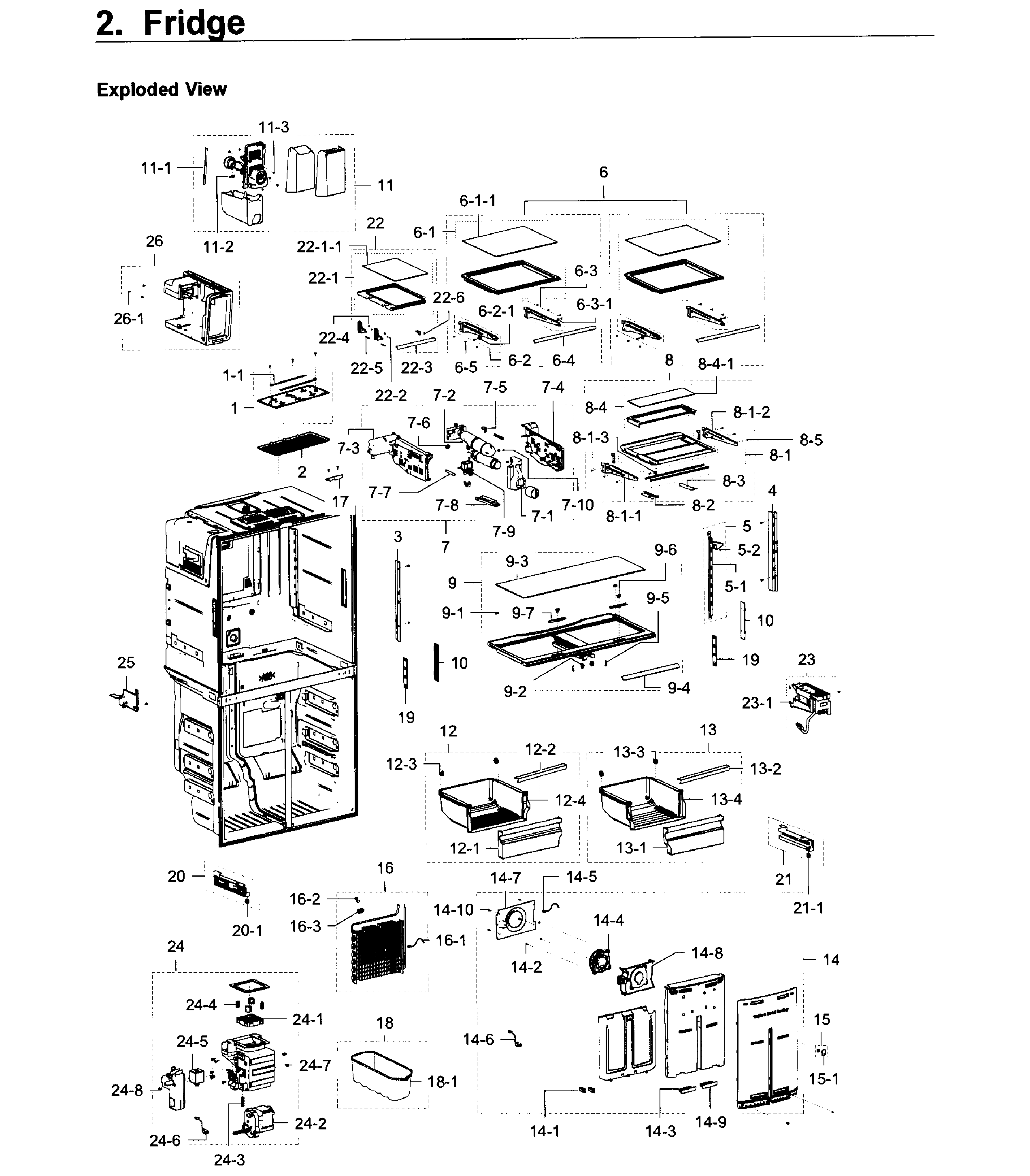 Fridge Diagram and Parts List for RF23J9011SR AA-0008 Samsung Refrigerator