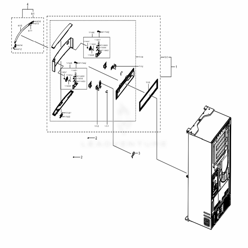 Mid Door Diagram and Parts List for RF28NHEDBSG (AA)(0001) Samsung Refrigerator