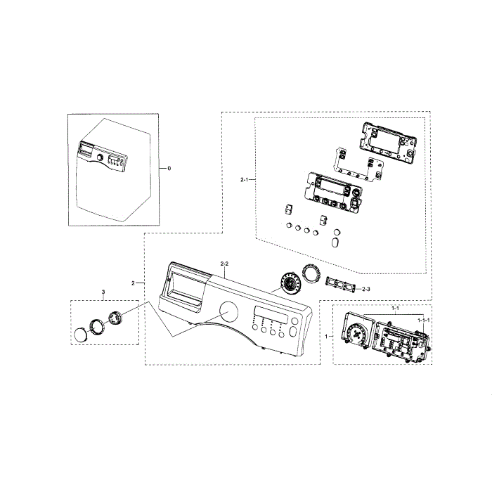 Control Panel Diagram and Parts List for WF330ANB XAA-04 Samsung Washer