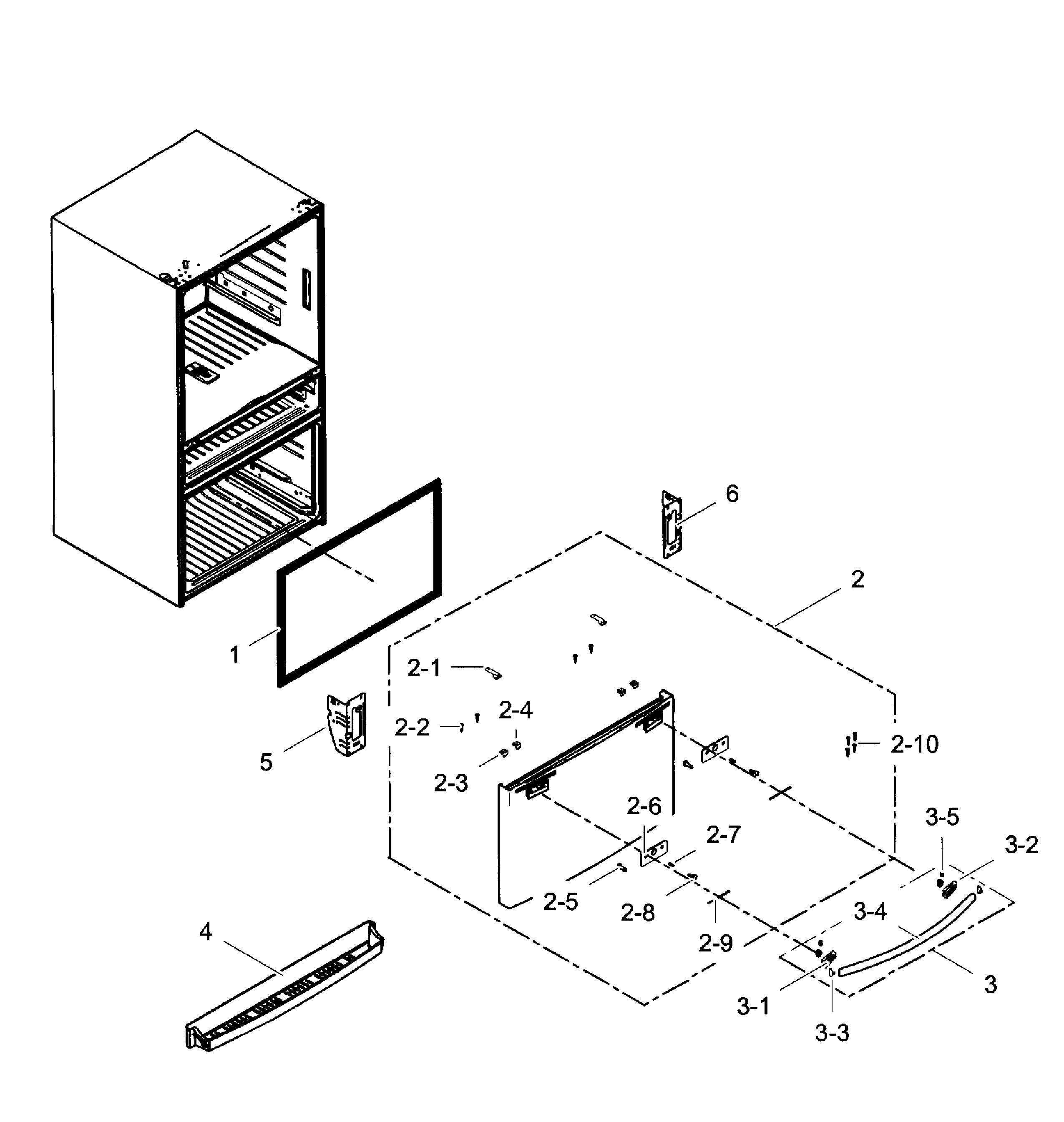 Freezer Door Diagram and Parts List for RF28JBEDBSG AA-0004 Samsung Refrigerator