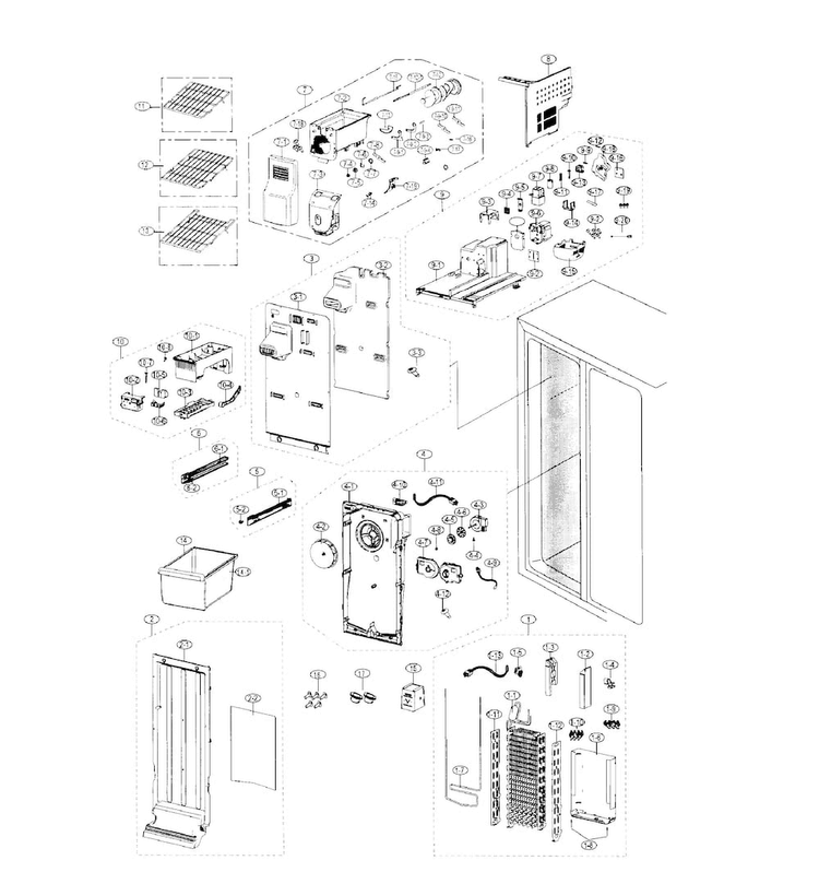 Freezer Diagram and Parts List for RS25J500DSR AA-0000 Samsung Refrigerator