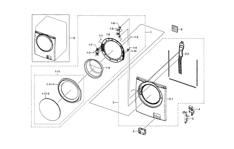 Frame Front & Door Diagram and Parts List for WF330ANB XAA-0007 Samsung Washer