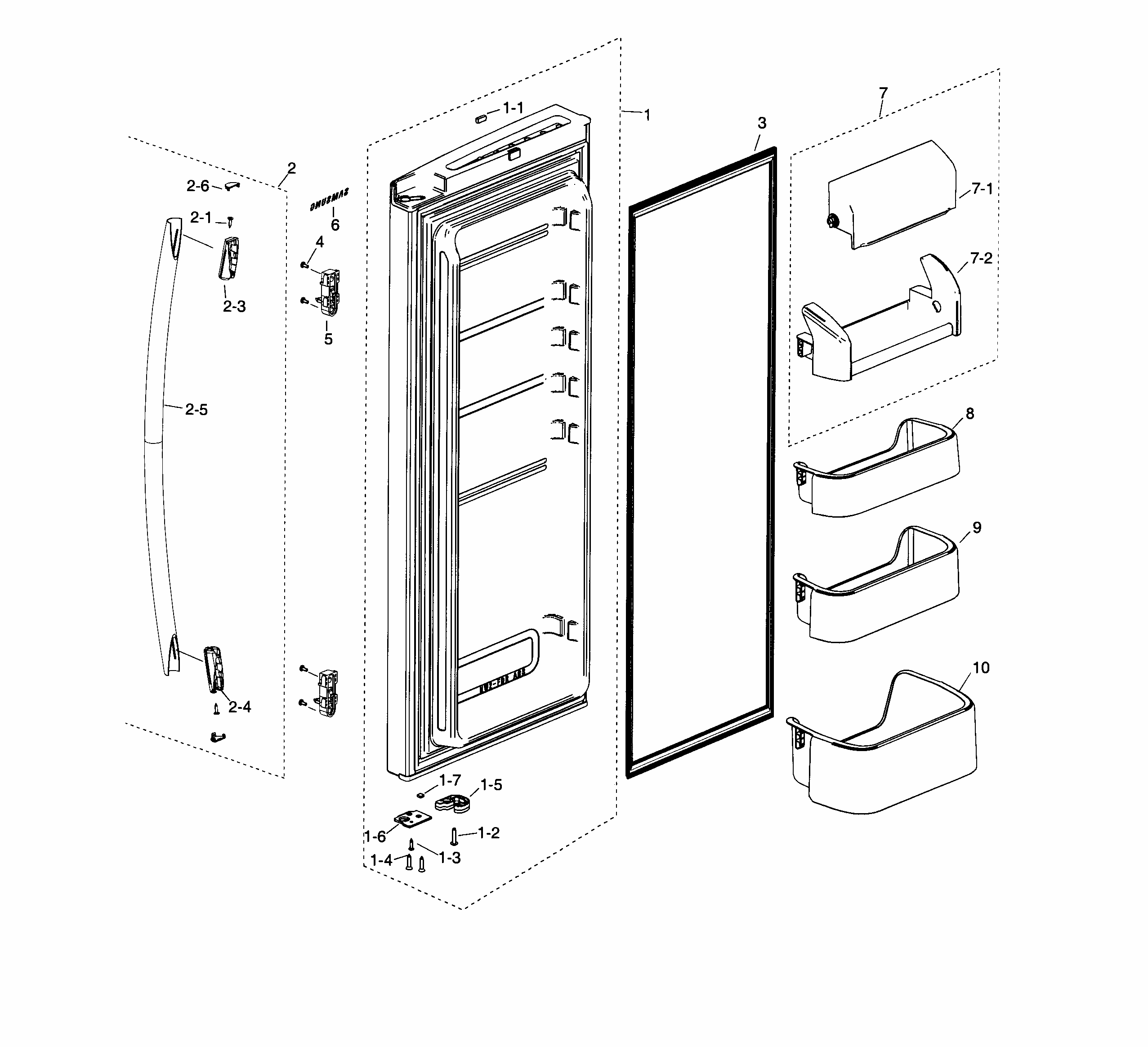 Fridge Door R Diagram and Parts List for RF20HFENBSR AA-0000 Samsung Refrigerator