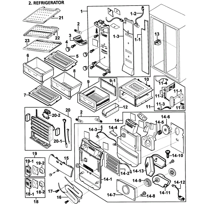 Refrigerator Diagram and Parts List for RS2578SH XAA-00 Samsung Refrigerator