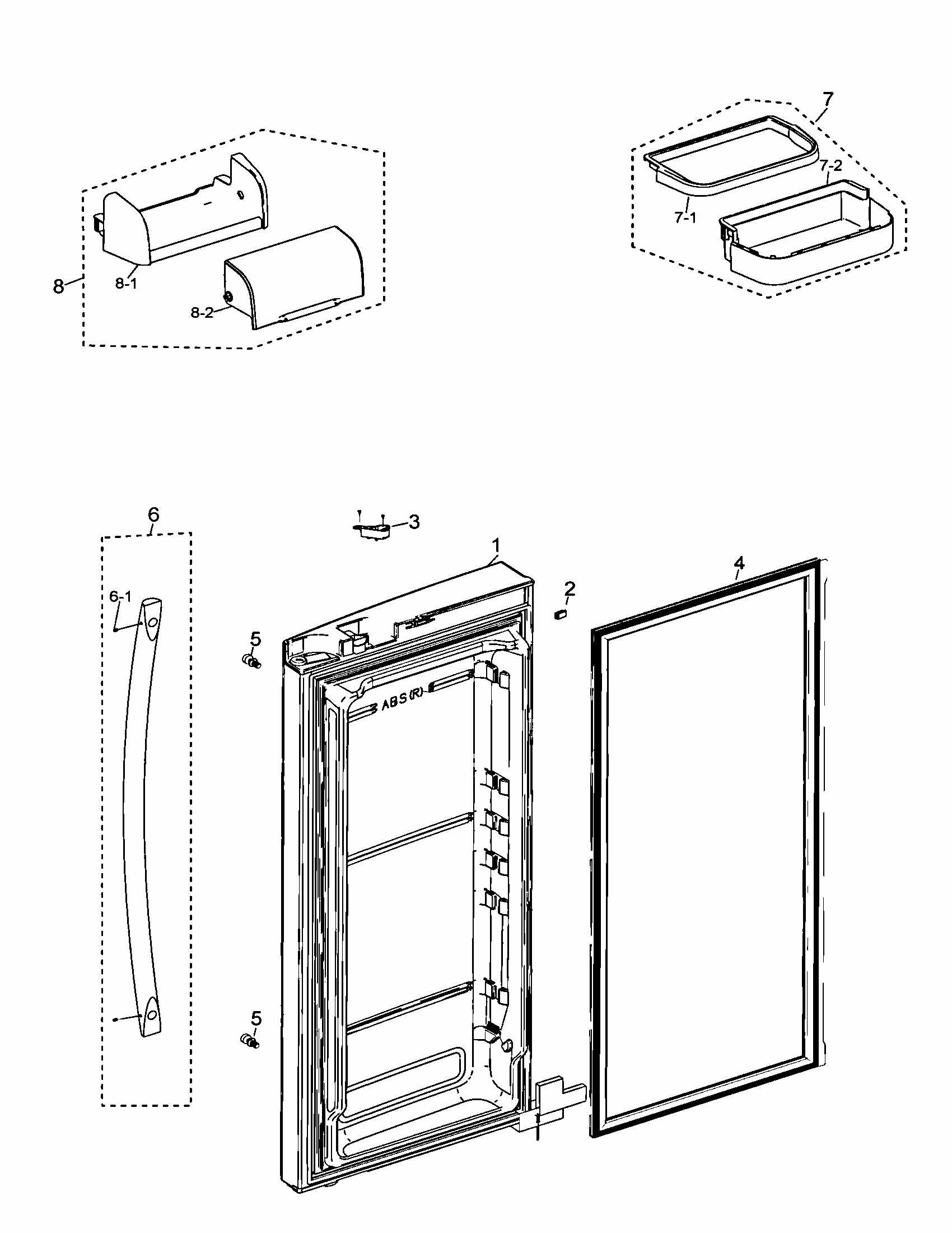 Right Door Diagram and Parts List for RF267AZWP XAA-0000 Samsung Refrigerator