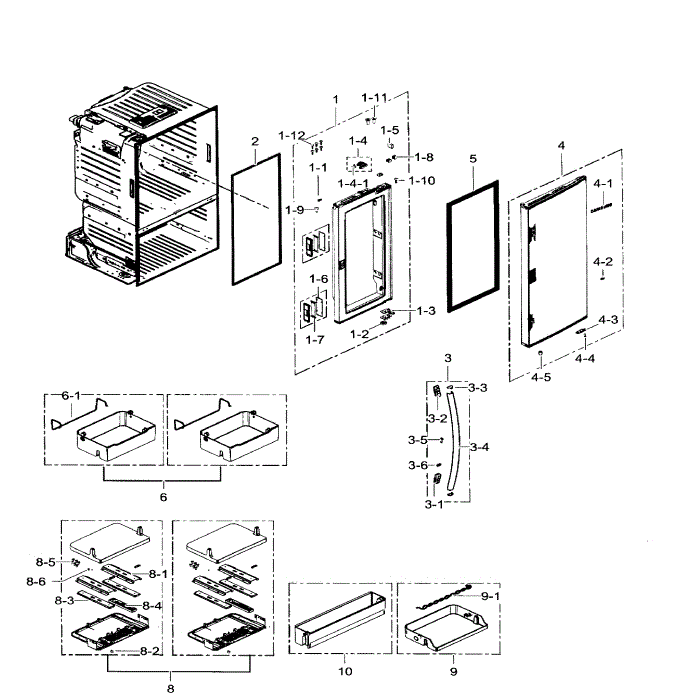 Door Right Diagram and Parts List for RF30HDEDTSR AA-06 Samsung Refrigerator