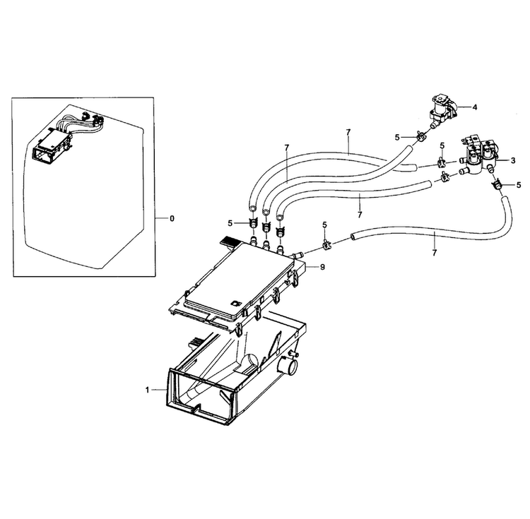 Drawer Housing Diagram and Parts List for WF435ATGJRA A1-0002 Samsung Washer