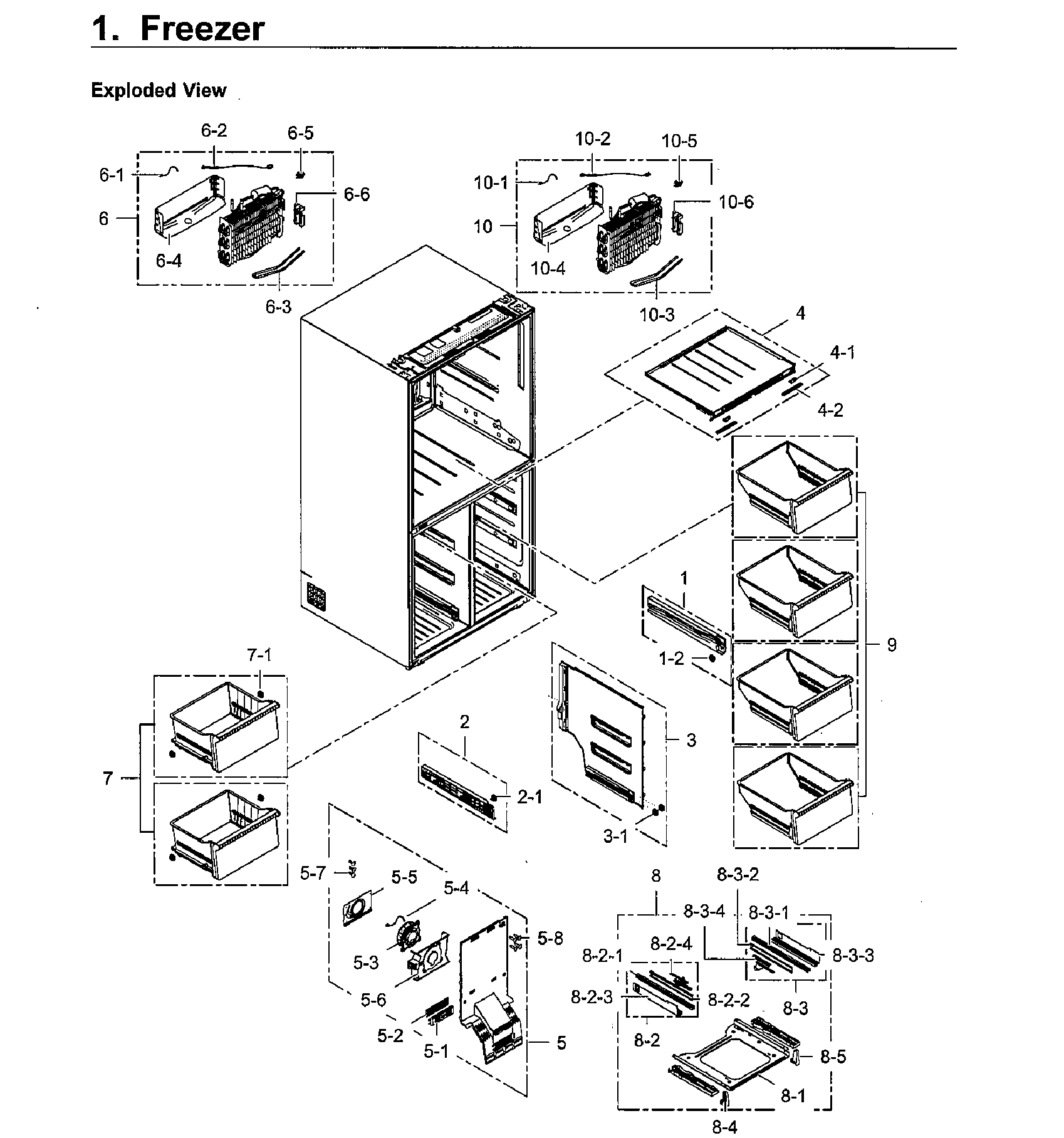 Freezer Diagram and Parts List for RF24J9960S4 AA-0004 Samsung Refrigerator