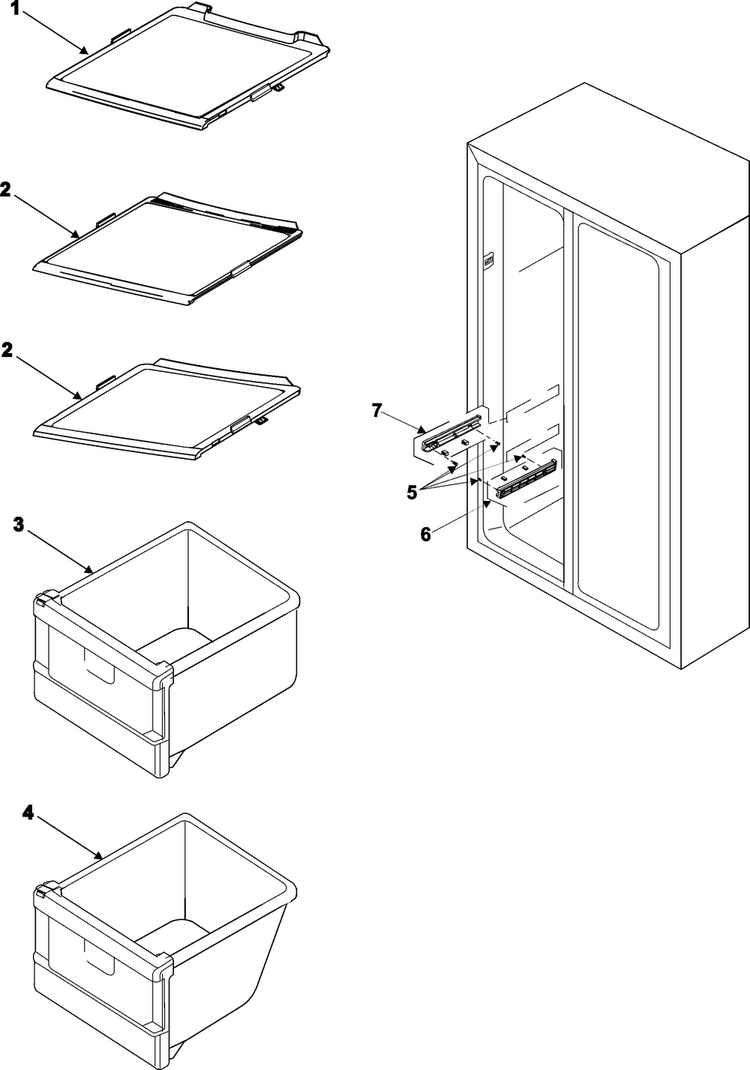 Freezer Shelves Diagram and Parts List for RH2777AT XAA Samsung Refrigerator