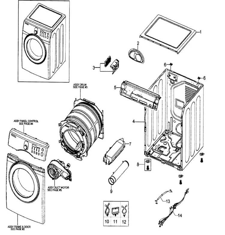 Cabinet Assy Diagram and Parts List for DV203AEW XAA-0000 Samsung Dryer