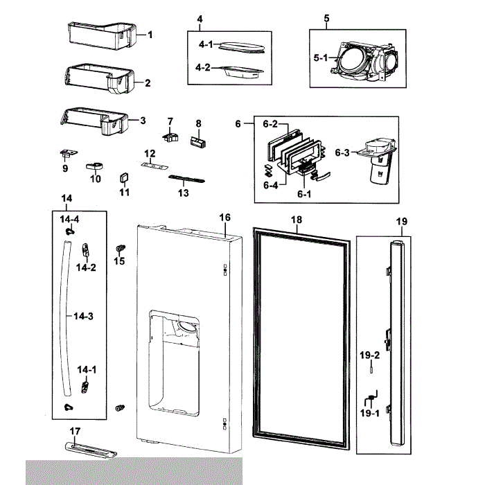 Door Left Diagram and Parts List for RF4289HARS XAA-00 Samsung Refrigerator