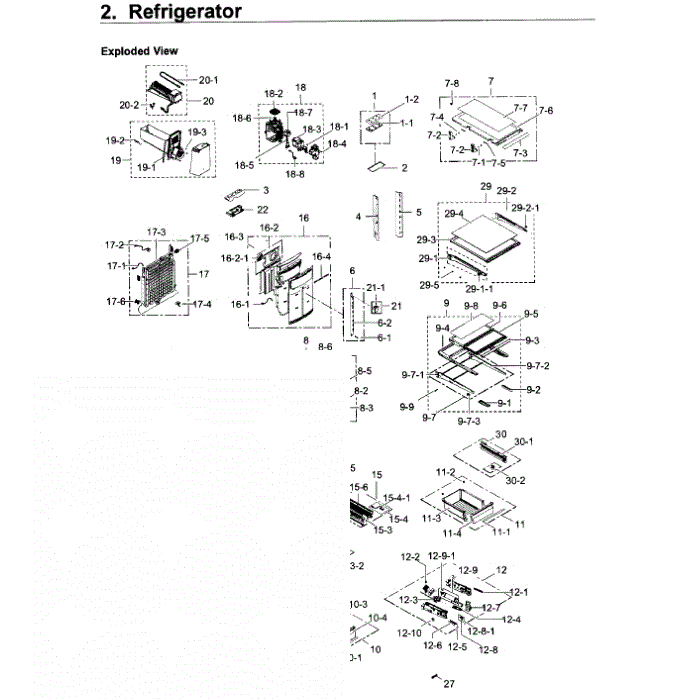 Refrigerator Diagram and Parts List for RF22KREDBSR AA-00 Samsung Refrigerator