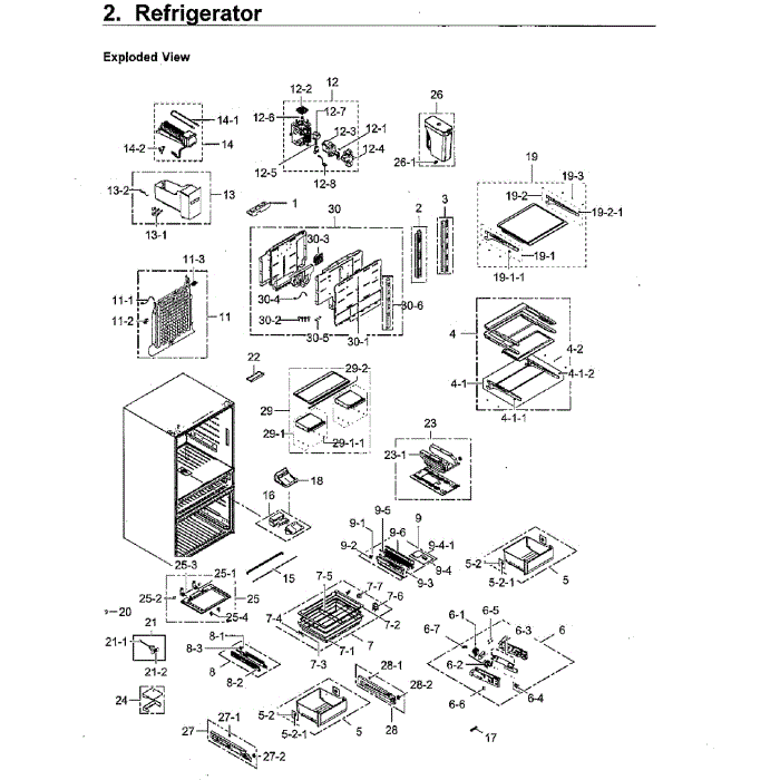 Fridge Diagram and Parts List for RF23M8070SR AA-00 Samsung Refrigerator