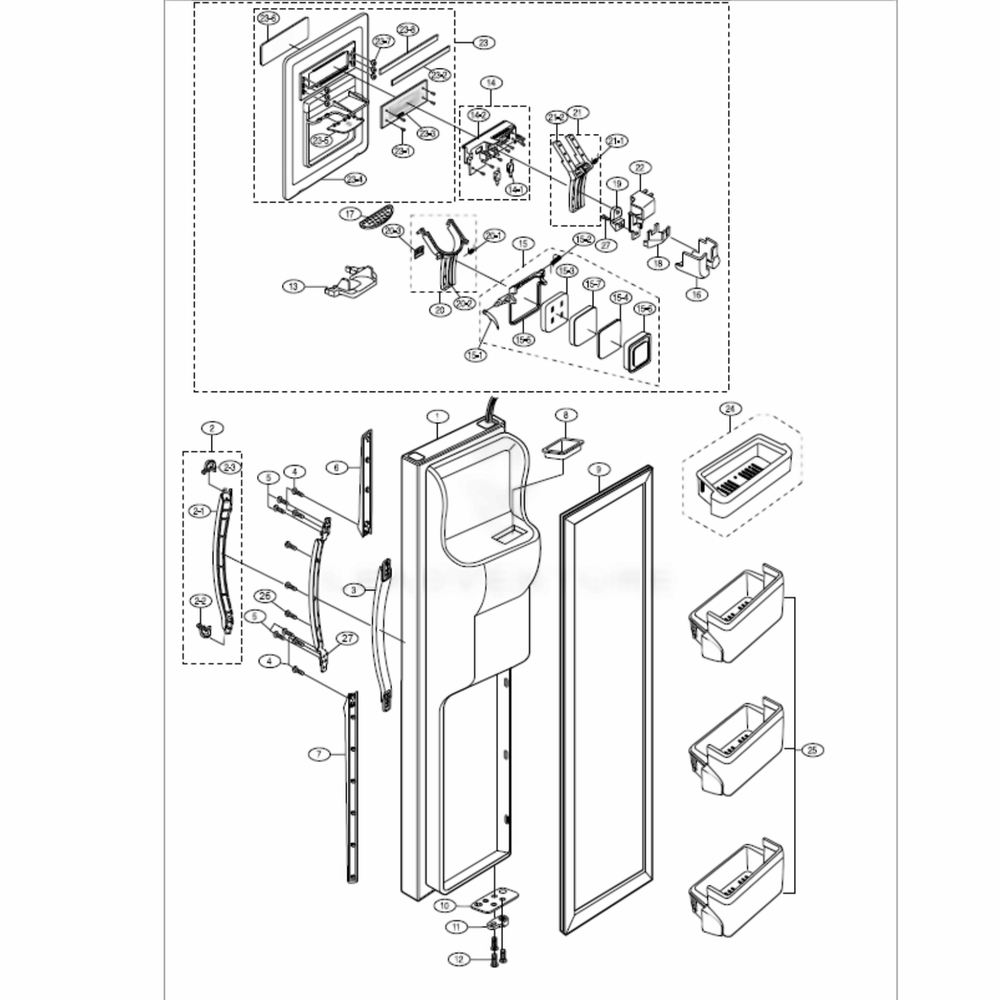 Freezer Door Diagram and Parts List for RS2556SH  Samsung Refrigerator