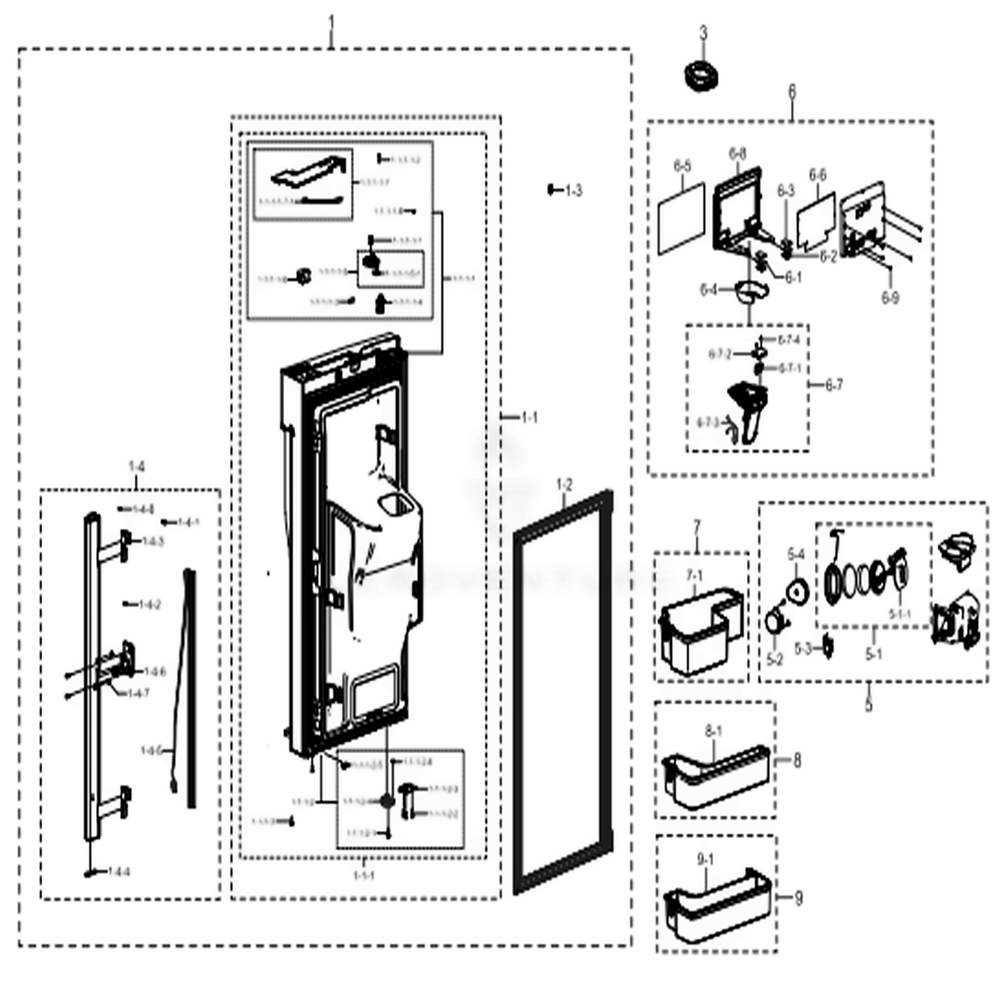 Fridge Door L Diagram and Parts List for RF23J9011SR (AA)(0011) Samsung Refrigerator