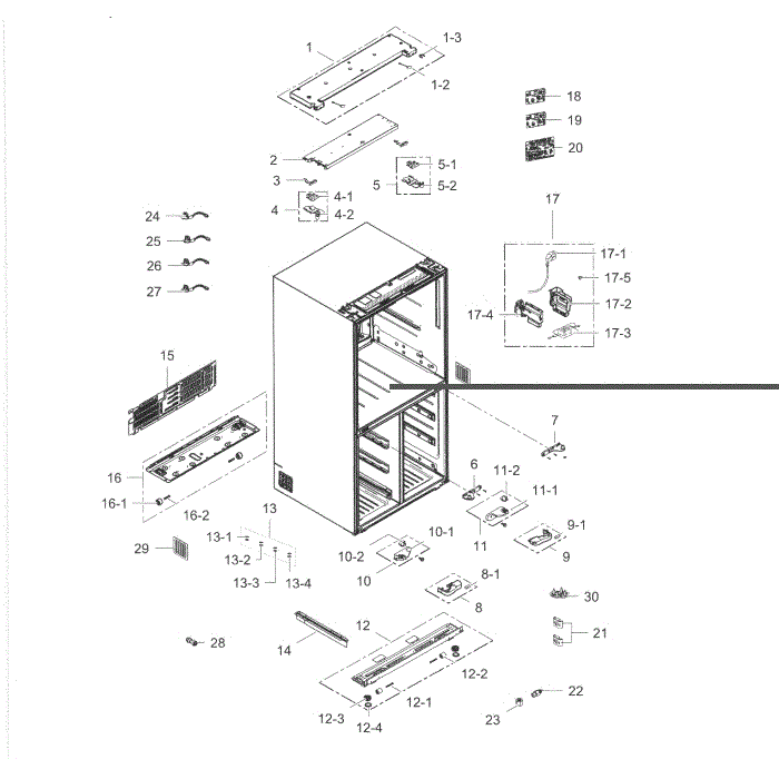 Cabinet Diagram and Parts List for RF34H9950S4 AA-03 Samsung Refrigerator