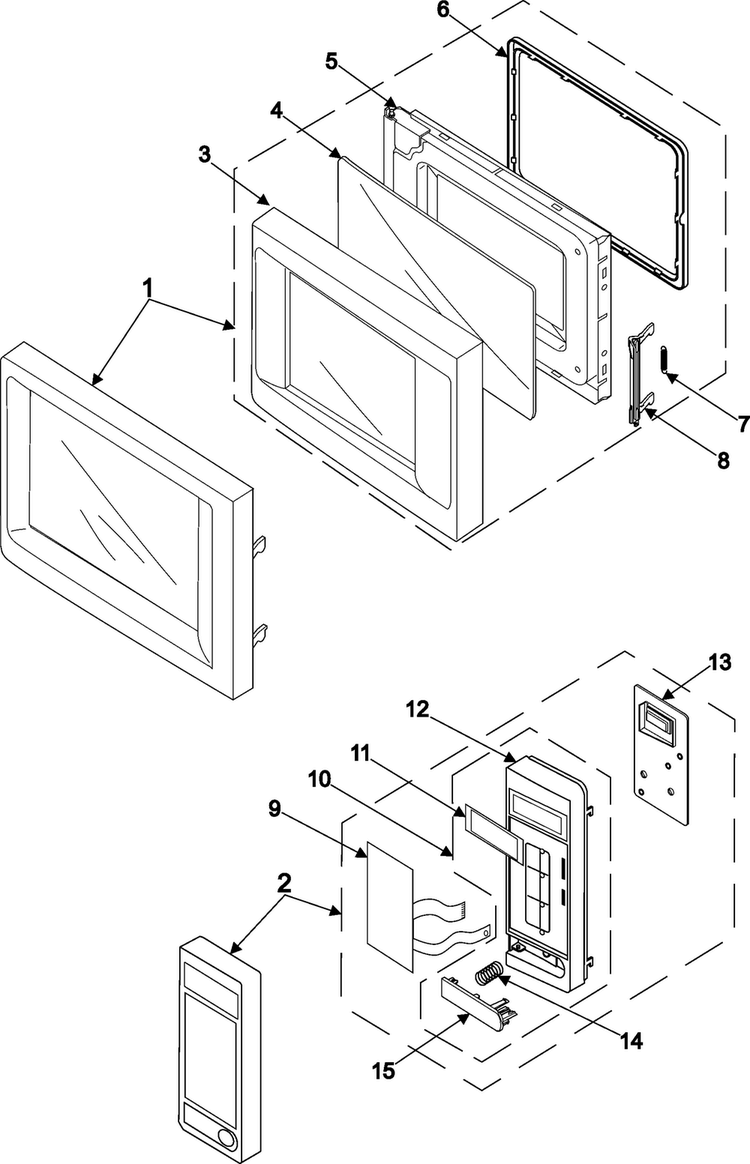 Control Panel/door Assembly Diagram and Parts List for MR5493G XAA Samsung Microwave