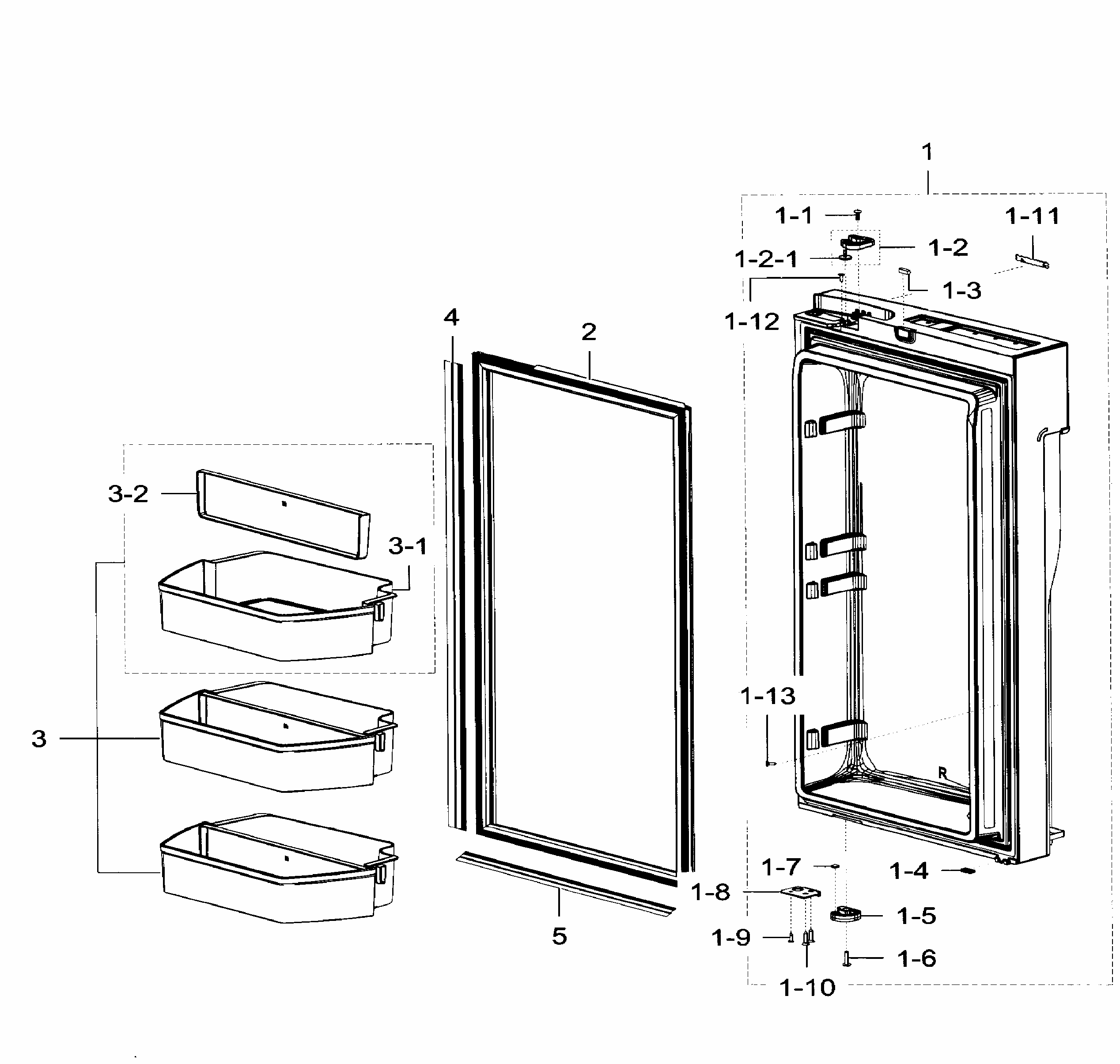 Fridge Door Rt Diagram and Parts List for RF32FMQDBSR AA-0005 Samsung Refrigerator