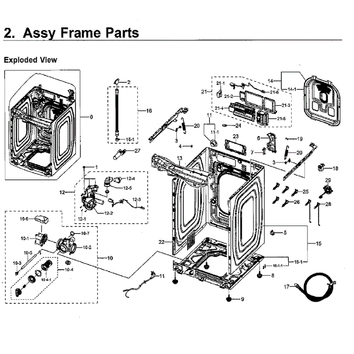 Frame Diagram and Parts List for WV55M9600AW A5-01 Samsung Washer