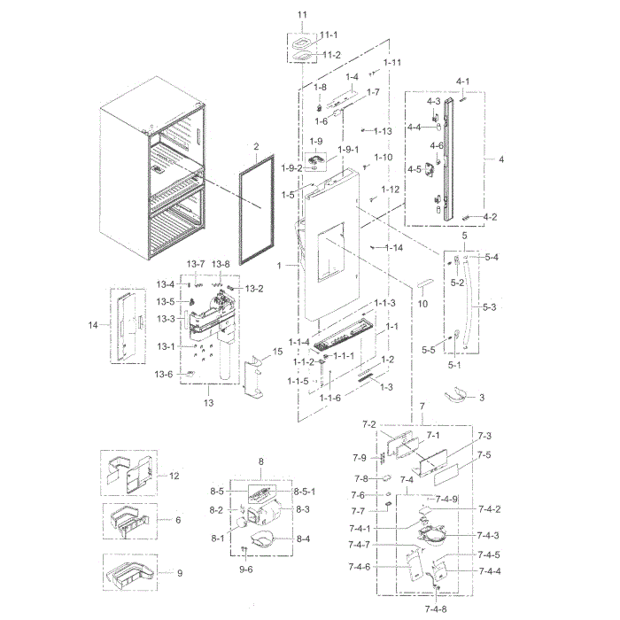 Fridge Door L Diagram and Parts List for RF31FMESBSR AA-07 Samsung Refrigerator