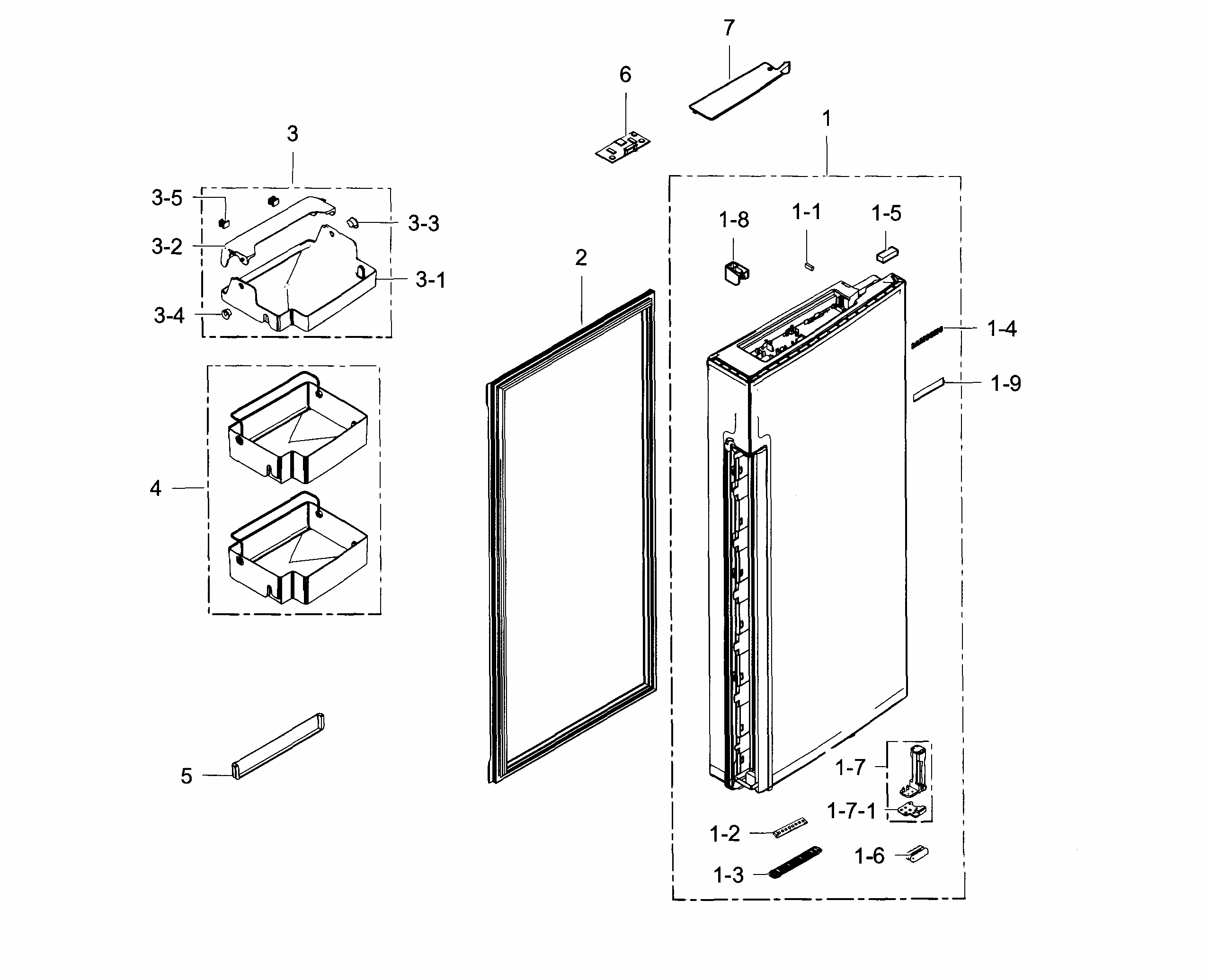 Fridge Door R Diagram and Parts List for RF34H9960S4 AA-0001 Samsung Refrigerator