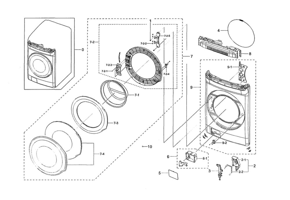 Front Parts Diagram and Parts List for WV55M9600AV A5-02 Samsung Washer
