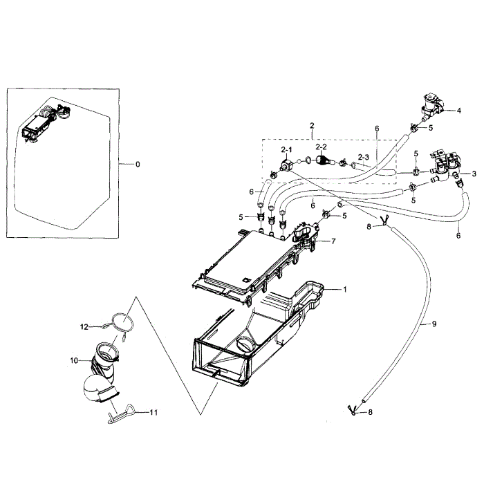 Housing Drawer Diagram and Parts List for WF350ANW XAA-02 Samsung Washer