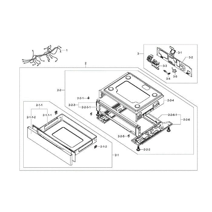 Drawer Diagram and Parts List for NX58F5500SW AA-00 Samsung Range