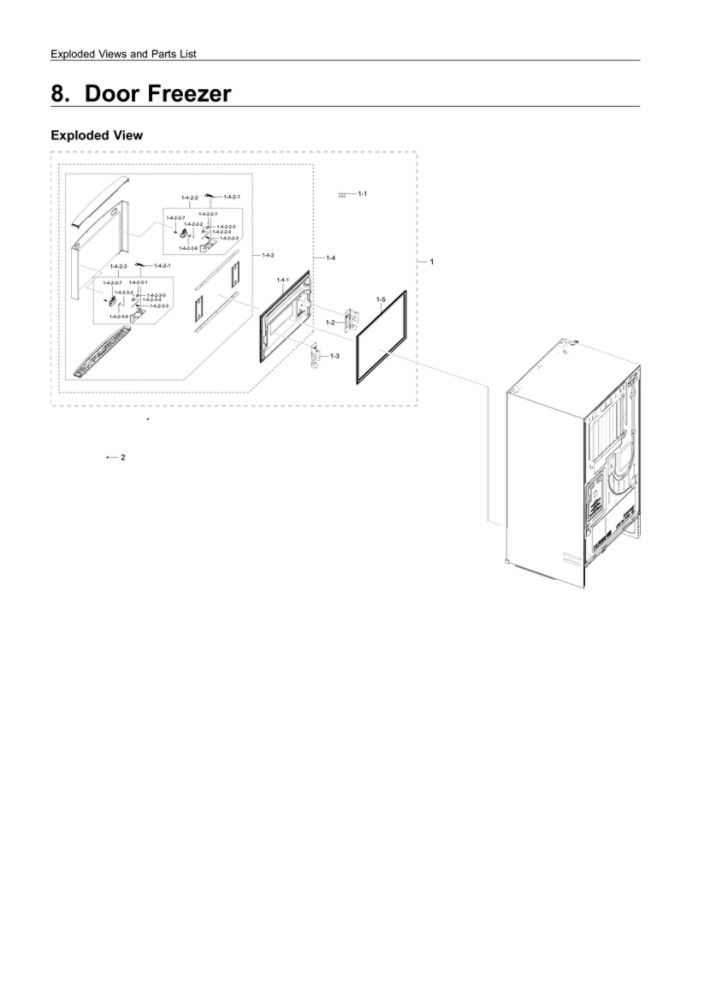 Freezer Door Parts Diagram and Parts List for RF28R7551SG AA-00 Samsung Refrigerator