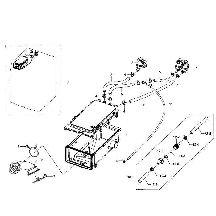Drawer Housing Diagram and Parts List for WF363BTBEUF A1-01 Samsung Washer