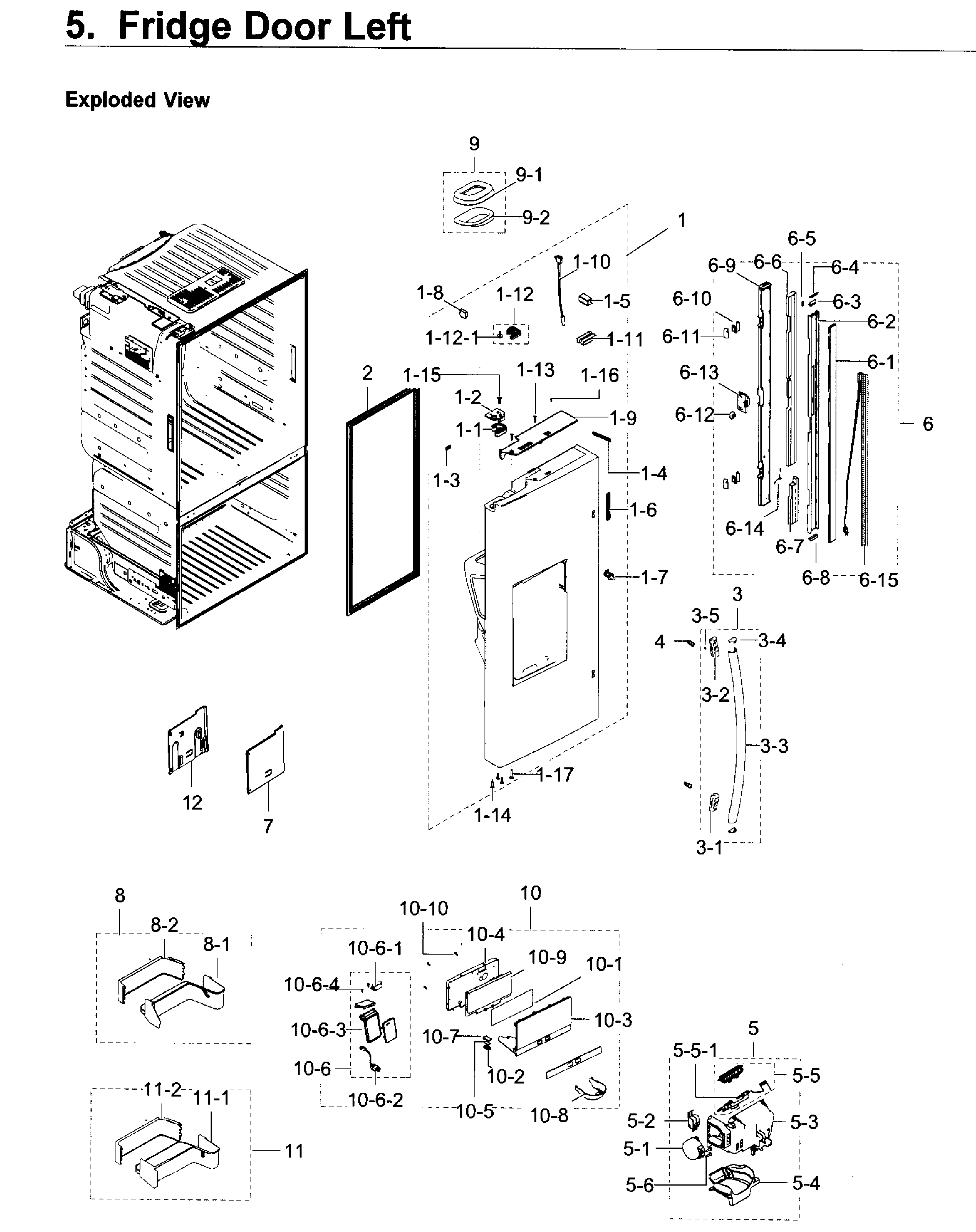 Fridge Door L Diagram and Parts List for RF23HTEDBSR AA-0008 Samsung Refrigerator