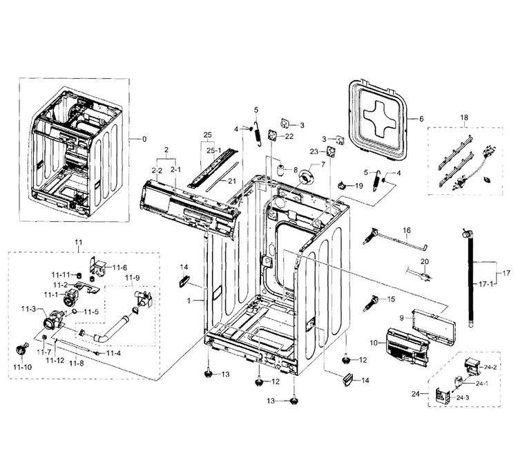 Frame Diagram and Parts List for WF350ANW XAA-0002 Samsung Washer