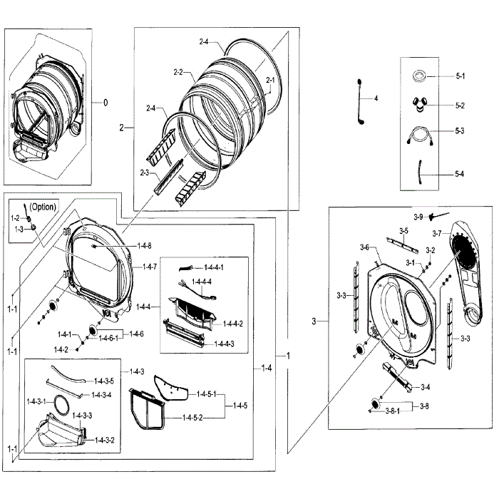 Drum Diagram and Parts List for DV48J7770GP A2-00 Samsung Dryer