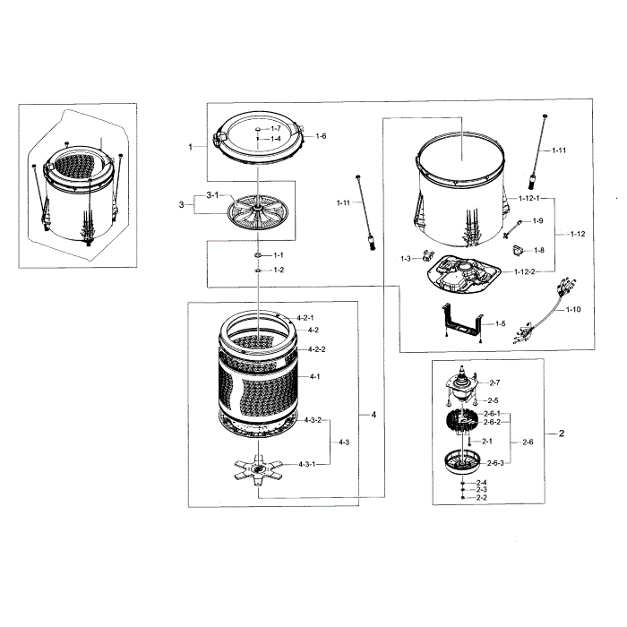 Tub Diagram and Parts List for WA456DRHDSU AA-03 Samsung Washer