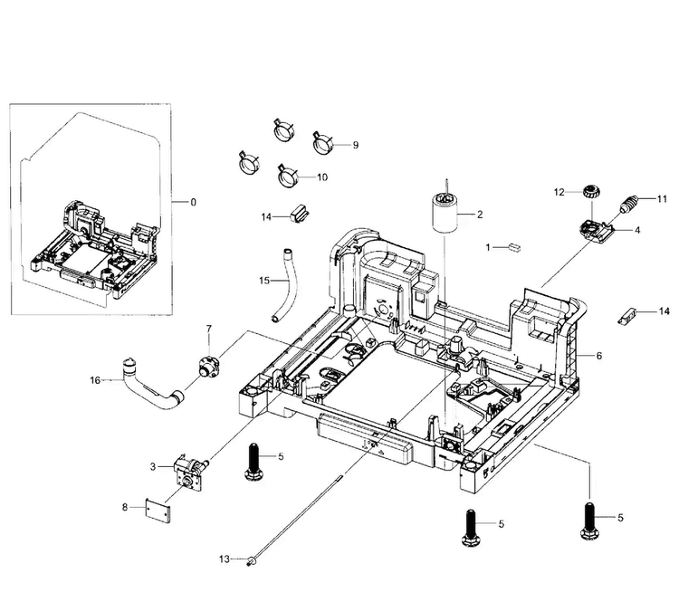 Base Assy Diagram and Parts List for DW80H9930MO AA-0000 Samsung Dishwasher